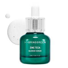 BRING GREEN Zinc Teca serum bottle showing soothing formula for sensitive skin