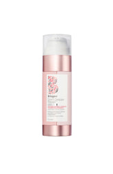Briogeo MegaStrength rice water bottle in pink and white packaging highlighting strengthening formula