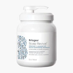 Briogeo Scalp Revival charcoal bottle showing detoxifying formula for a refreshed scalp