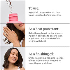 Briogeo Style + Treat Yuzu + Plum 4-in-1 oil on wet hair application.