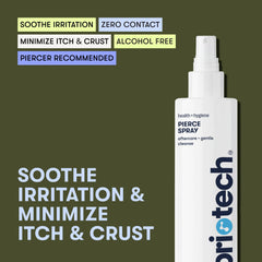 BRIOTECH Pierce Spray application on skin provides cooling relief and quick drying