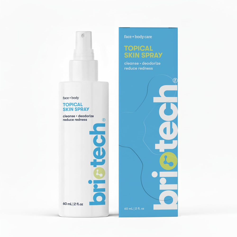 BRIOTECH topical skin spray bottle for full-body soothing and gentle care