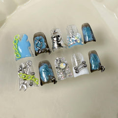 BRKYKGK Halloween nails feature a duck 3D gothic design for bold party looks.
