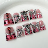 BRKYKGK short duck nails with pink tips and spikes for bold daily glam