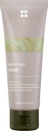 BRMUD Relief Mud Mask close-up of clay texture for deep pore cleansing.