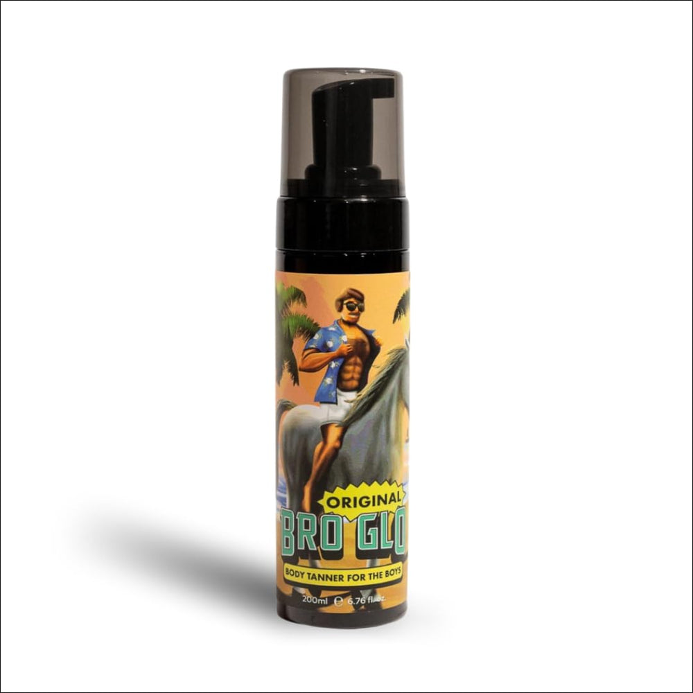 Bro Glo self tanner foam application for smooth, even coverage.