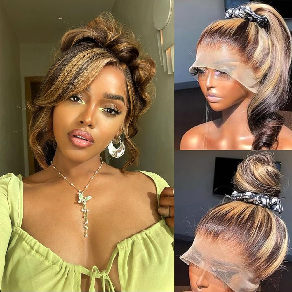 Brofiri honey blonde lace front wig front view showing natural hairline and color blend