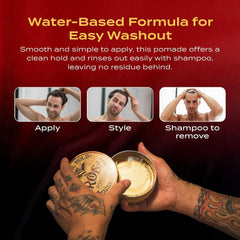 BROSH Water-based Washout allows easy removal with shampoo and no stubborn buildup.