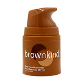 brownkind Sheer Facial Sunscreen bottle close-up in travel-friendly 30ml format