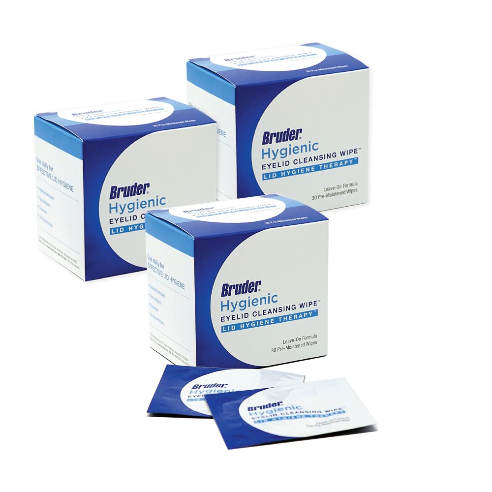 Bruder eyelid cleansing wipes three-pack for on-the-go cleansing and oil removal.