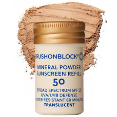 Brush On Block refill packaging shows a plastic-free restock option for sustainability.