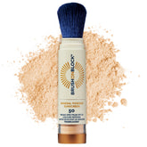 Brush On Block SPF 50 mineral powder sunscreen for the face provides broad protection.