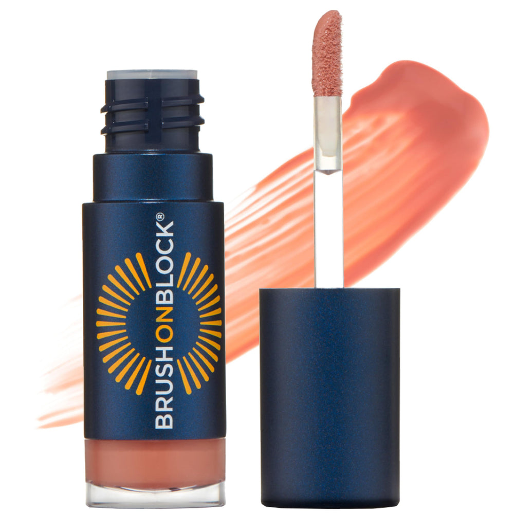 Brush On Block Sun Shine Lip Oil bottle displaying SPF 30 protection for hydrated lips.