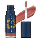Brush On Block sun-shine lip oil SPF 30 delivers mineral protection with a hydrating glossy finish.