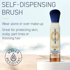 Compact travel-friendly Brush On Block keeps protection on hand for on-the-go reapplication.