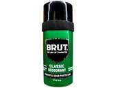 BRUT Classic Round Stick Deodorant 4-pack on display emphasizes all-day freshness.