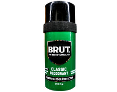BRUT Classic Round Stick Deodorant 4-pack on display emphasizes all-day freshness.