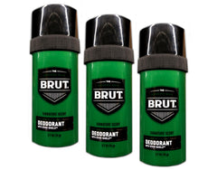 Brut Round Solid Deodorant application swipe for quick daily freshness.