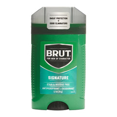 BRUT Signature Scent Deodorant Stick for men offers strong odor protection.