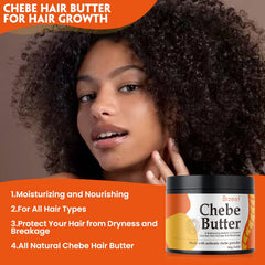 Brzeaf Chebe Butter on hair ends reduces breakage and adds shine.