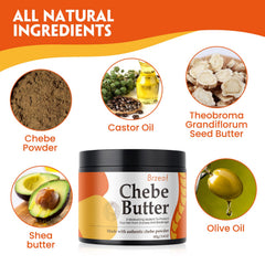 Brzeaf Chebe Butter on scalp signals nourishing conditioning for healthy roots.