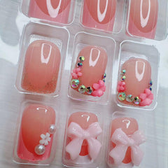 BSBTBZ 24pcs French Tip Nails Pink-toned design for soft daily wear.