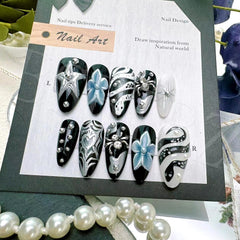 BSBTBZ gothic punk nails in black and silver for Y2K vibe