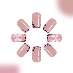 BSBTBZ leopard French tip nails worn on nail for a party-ready look