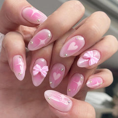 BSBTBZ pink gradient press-on nails in almond shape for a chic at-home manicure