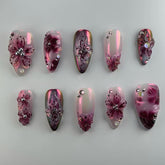BSBTBZ Purple flowers press-on nails for a vibrant spring look
