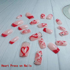 BSBTBZ valentines day nails with red heart design for romance