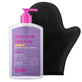 btan insanely dark gel bottle for transfer-free, even glow.