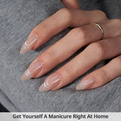 BTArtbox almond press-on nails kit with glue and tabs ready for DIY manicure