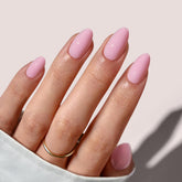 BTArtbox almond press-on nails in pastel pink for natural-looking wear.