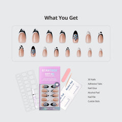 BTArtbox glue-on nails kit close-up showing secure application.