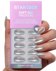 BTArtbox Chrome Cat Eye short almond nails for salon-like shine at home.