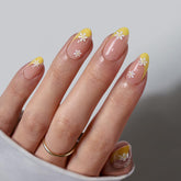 BTArtbox Daisy French-tip nails in front view for at-home salon-quality results