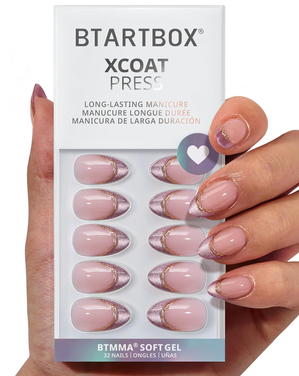 BTArtbox pink aurora almond nails for long-lasting daily wear.