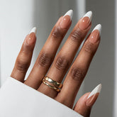 BTArtbox French Tip almond nails close-up for natural look