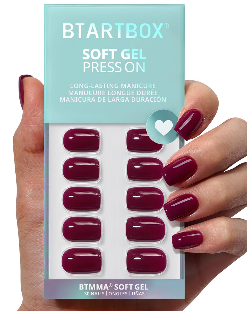 BTArtbox plum red squoval nails for everyday elegance