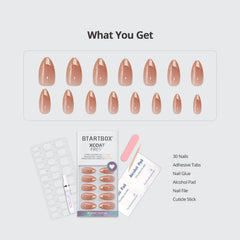 Complete DIY kit includes 30 nails, glue, tabs, file, and pads
