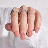 BTArtbox press-on nails short nude square Cinnamon for salon-like at-home manicure