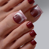 BTArtbox press-on toenails in Crimson Chaos square for a salon-quality home look