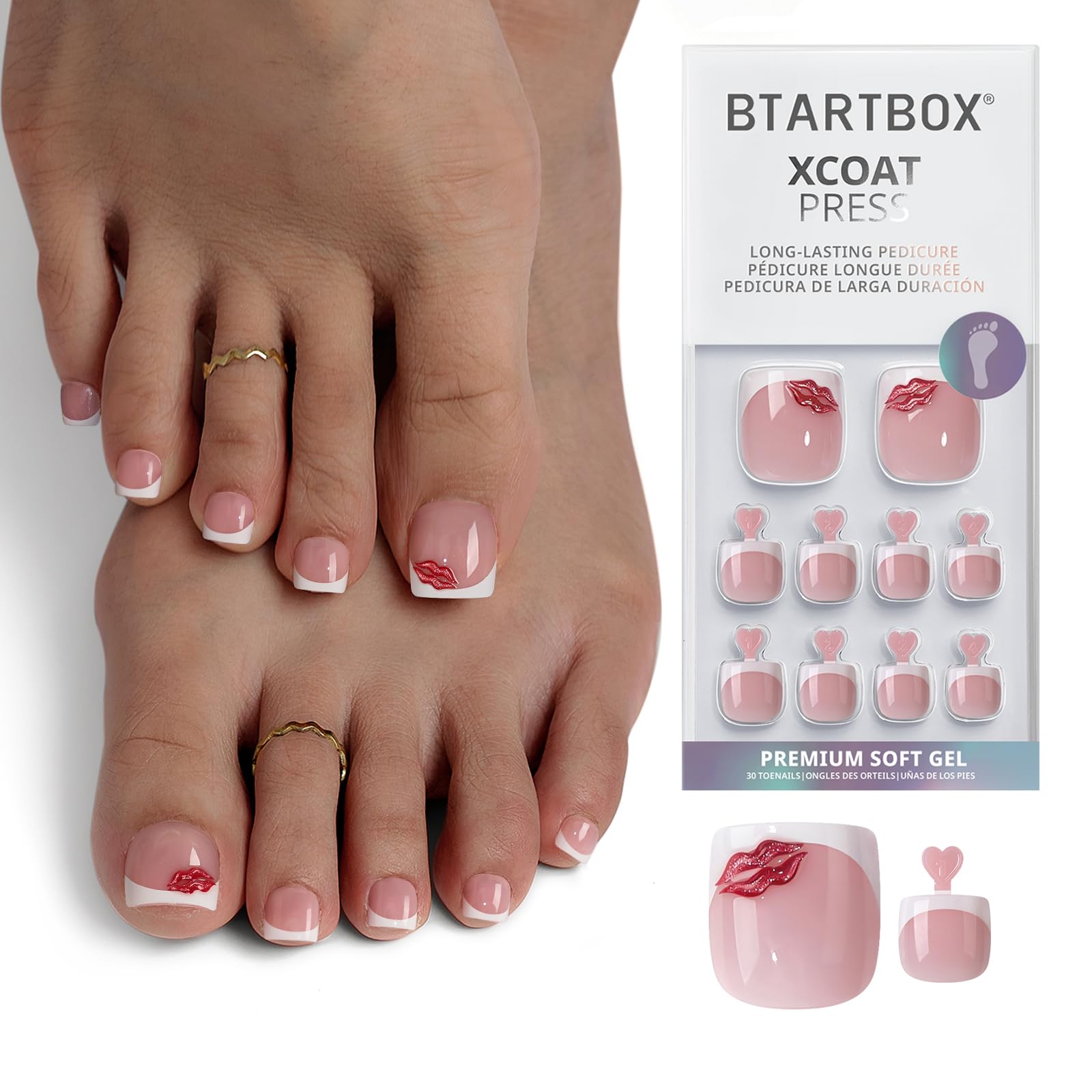 BTArtbox press-on toenails short kit shown in full, convenient all-in-one manicure solution.