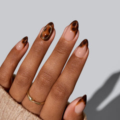 BTArtbox short French tip nails in tortoise shell offer chic versatility