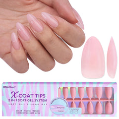 BTArtbox XCOATTIPS matte almond press-on nails for natural-looking length