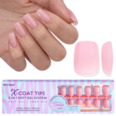 BTArtbox XCOATTIPS pink matte extra-short square nail tips for natural-looking DIY nails.