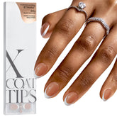 BTArtboxnails French tip press-on nails in brown, extra short almond shape for quick, salon-like results.