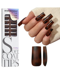 BTArtboxnails SoftCoattips tortoiseshell long square closeup showing natural look