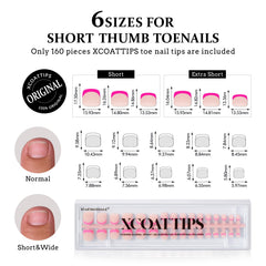 BTArtboxnails XCOATTIPS six sizes fit short toenails precisely.
